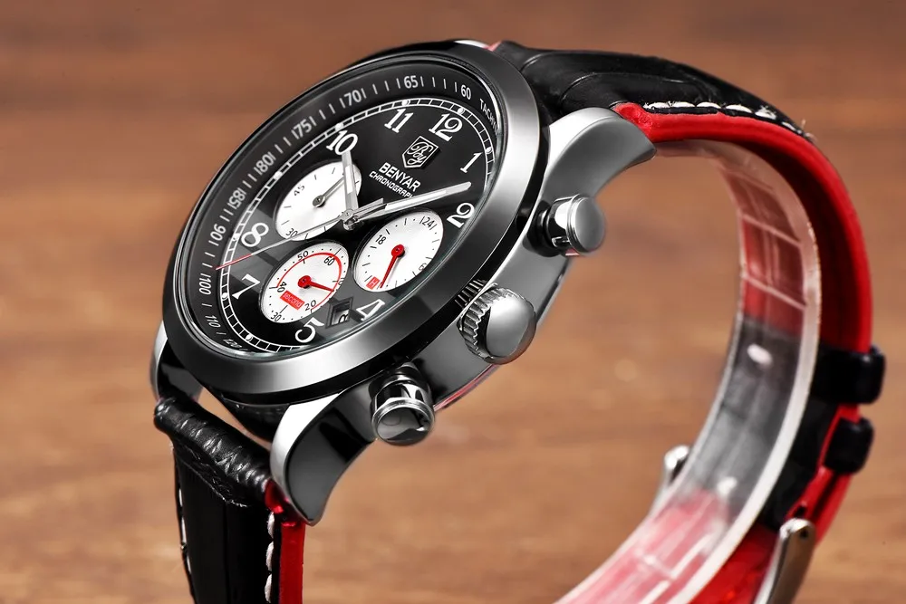 Бренд BENYAR кварцевые часы мужские подарок спортивные военные хронограф