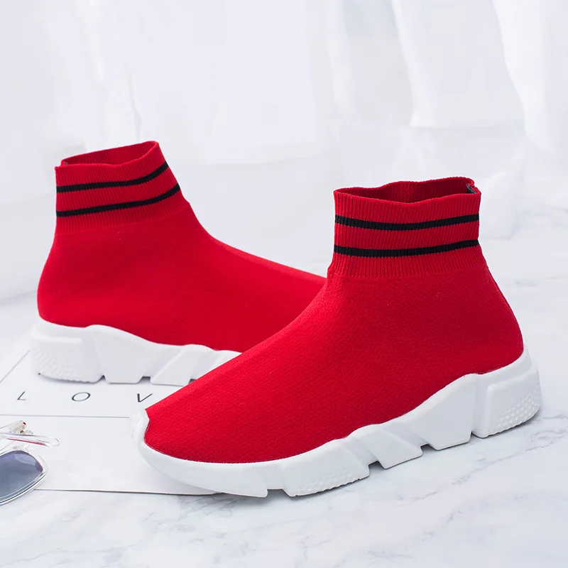 Женские высокие кроссовки-носки для бега брендовые Дизайнерские кроссовки без