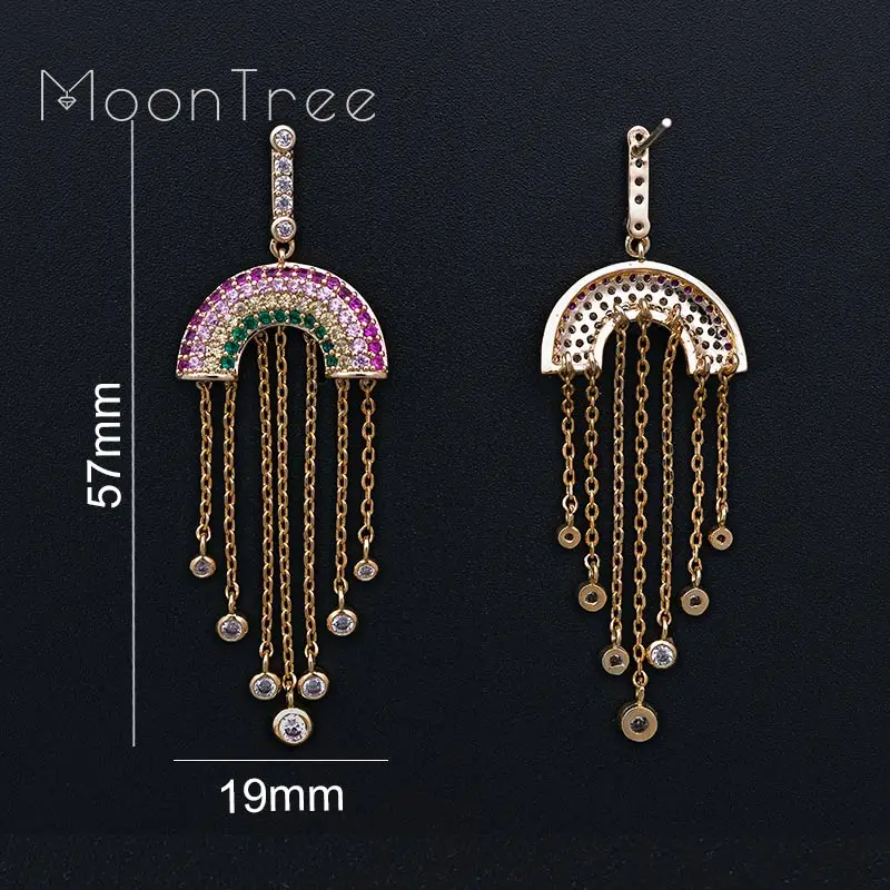 MoonTree Luxury Geometry Long Tassel Multicolor Cubic Zirconia Wedding Women Dress Earring Fashion Jewelry | Украшения и