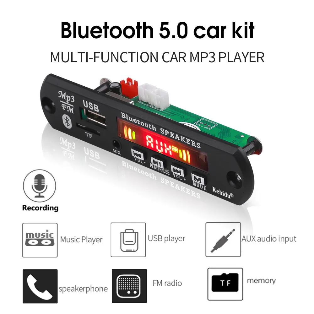 Автомобильный MP3 плеер DIY модификация Bluetooth 5 0 FM радио Handsfree с микрофоном 6 Вт