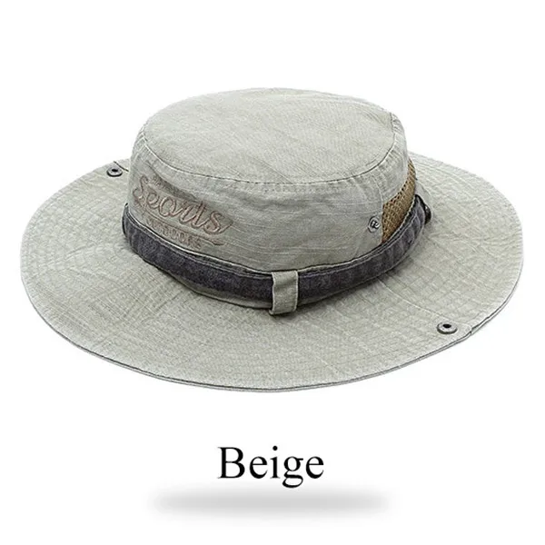 Beige Хлопок, мужские панамы, летние, для улицы, Боб, Панама, шляпа для сафари, мытая, Солнцезащитная шляпа, УФ защита, для рыбалки, Boonie, шляпа для мужчин и женщин - Цвет: Beige