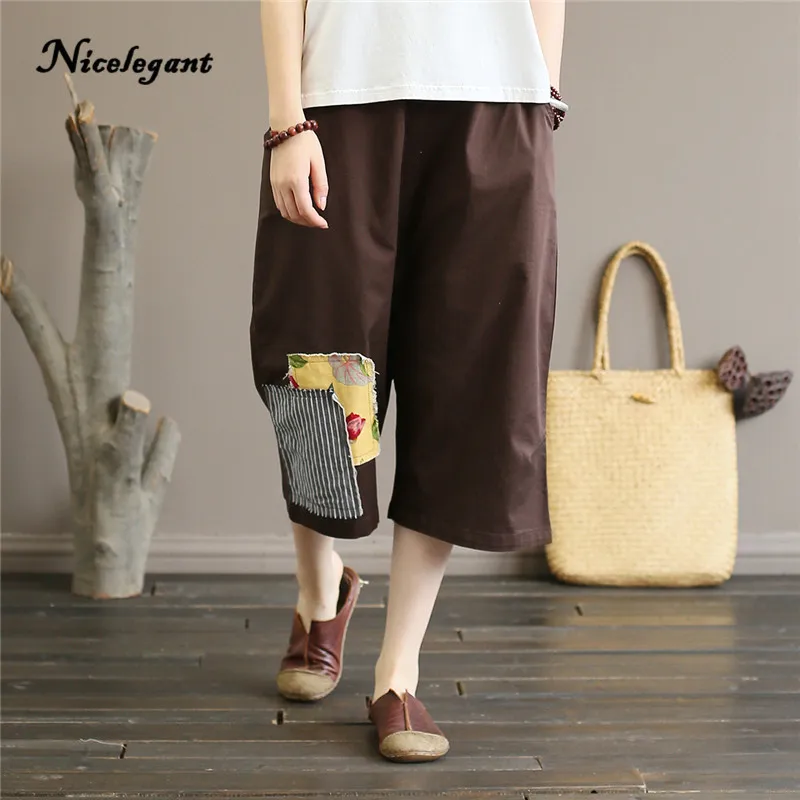 Новинка женские штаны с нашивками повседневные 2019 летние Карманы модные в стиле