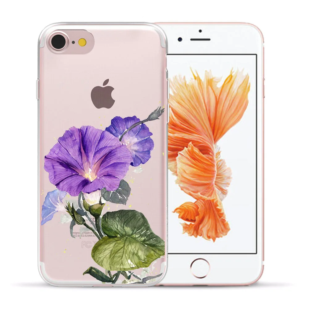 Мягкий чехол для телефона из ТПУ с сексуальным цветочным узором для iPhone 8, 7, 6, 6S Plus, XS, 11 Pro Max, XR, 5, 5S, SE, 10 X, цветочный чехол - Цвет: 14