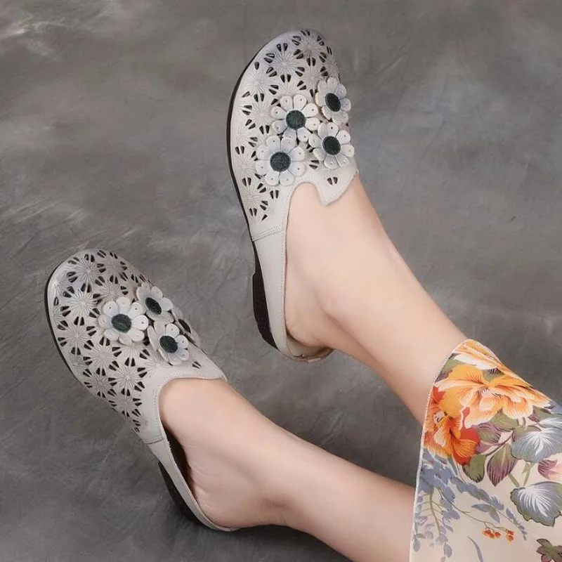 Женские винтажные Шлепанцы из натуральной кожи на мягкой подошве Нескользящие