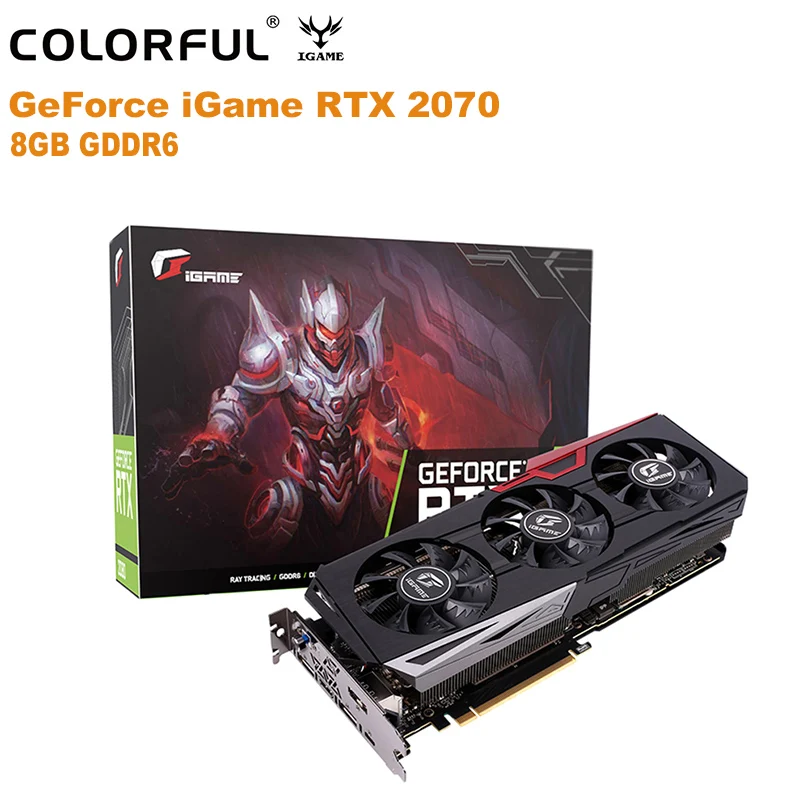 Оригинальный красочный GeForce iGame RTX 2070 Ultra 8 Гб видеокарта NVIDIA 12nm 1620 МГц GDDR6 256Bit 2304 CUDA