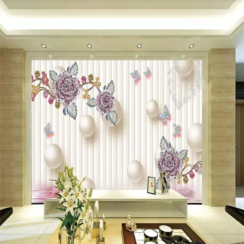 Алмазные ювелирные изделия цветок 3D стерео обои стены профессиональное