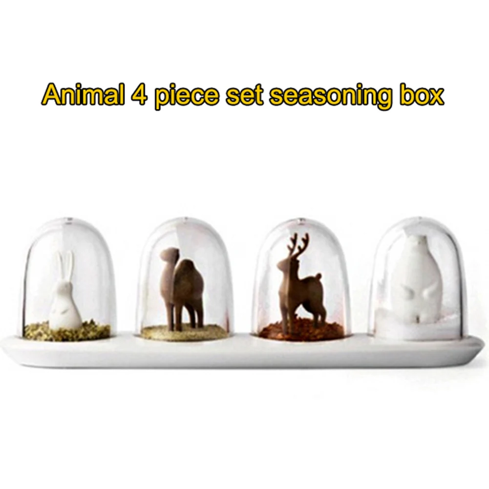 Animals 4 шт./компл. приправ Кухня соль перец приправы шейкер бутылочка, бутылка коробка DTT88 - Цвет: Animals
