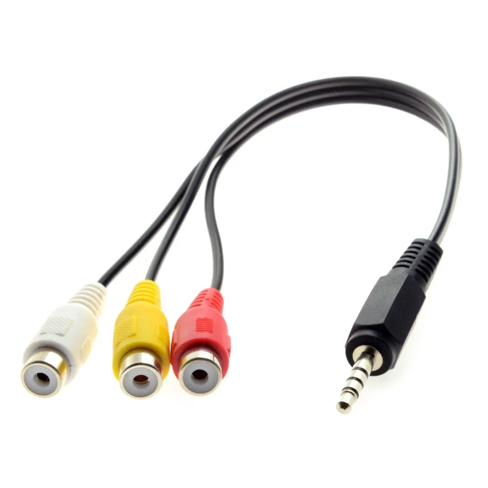 

3.5mm Male Stereo Car AUX to 3 RCA AV Female Cord Audio Video Cable 20cm