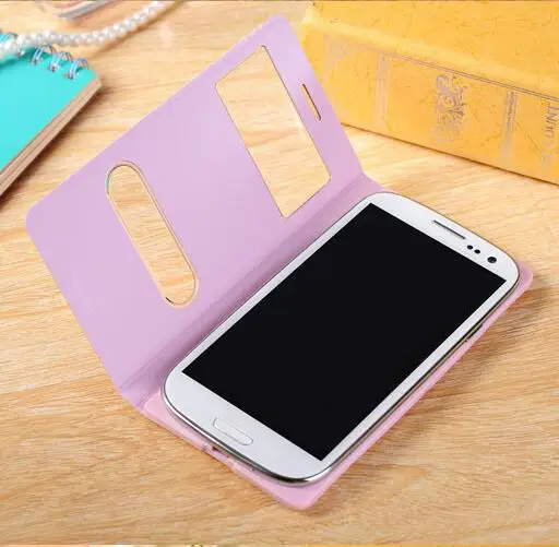 Флип Чехлы для Samsung Galaxy S3 i9300 i9301 кожаный чехол SamsungS3 с окошком тонкий передней и