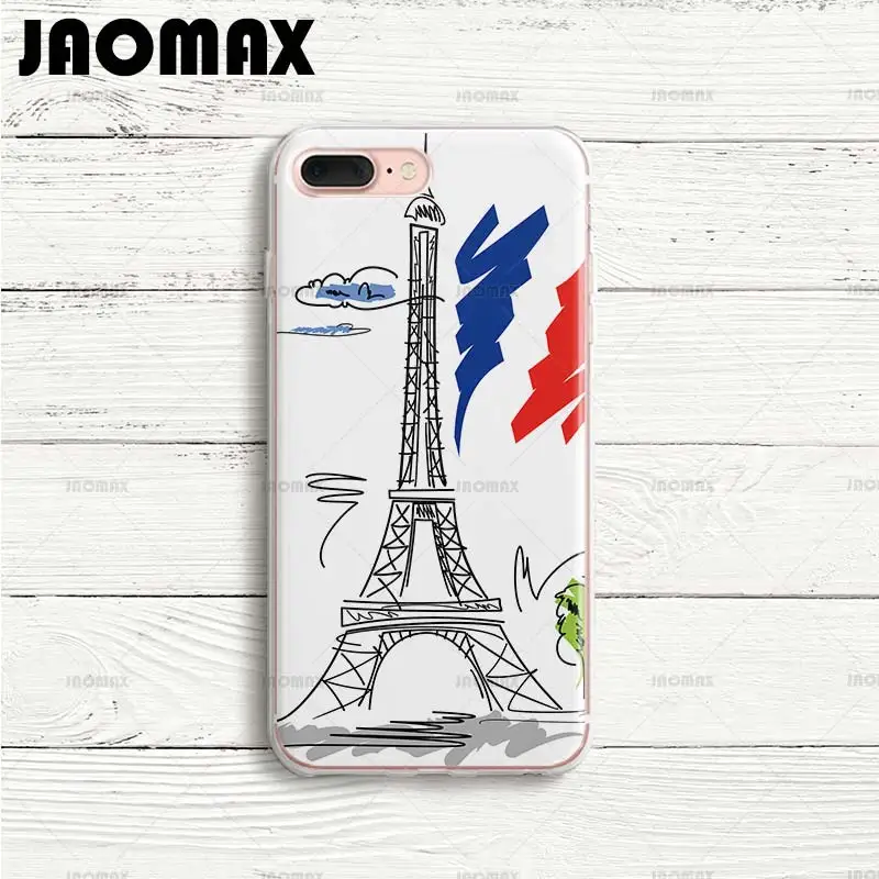 Чехол Jaoamx с Эйфелевой башней для iPhone 8 7 Plus Xs 6 6S 5 5S X прозрачный силиконовый мягкий