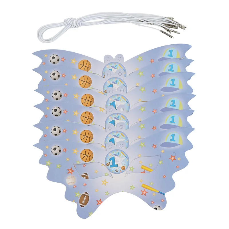 Masks X 6pcs 1 Набор бумажных тарелок с днем рождения для детей, чашки для празднования первого дня рождения, детские салфетки, флаги, вечерние столовые приборы - Цвет: Masks X 6pcs