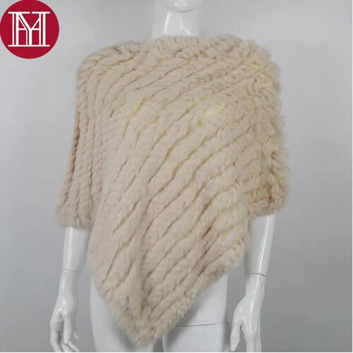 light beige Женское пончо из натурального натурального кроличьего меха, женский меховой шарф из пашмины, Женский пуловер для вечеринки, хорошее качество, шарф из кроличьего меха - Цвет: light beige