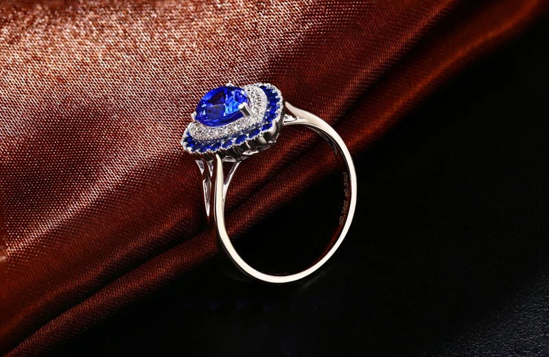 6x8 жумчужный разрез 1.03ct натуральный Танзанит с сапфировыми бриллиантами 14 K белое золото классическое кольцо milgrain