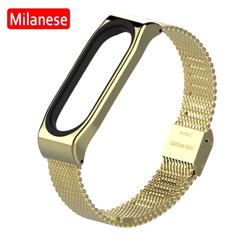 Milanese gold Металлический ремешок для Xiaomi mi Band 4, Безвинтовой браслет из нержавеющей стали для mi Band 4, браслеты Xiaomi mi Band 4, сменный металлический ремешок - Color: Milanese gold