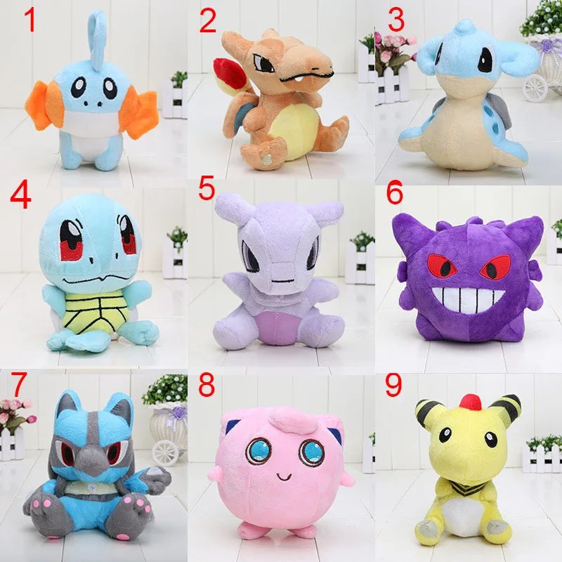 14-18 см карманная плюшевая кукла Ampharos Lucario Gengar Jigglypuff Lapras Mewtwo Lugia плюшевый Чаризард игрушки мягкие куклы