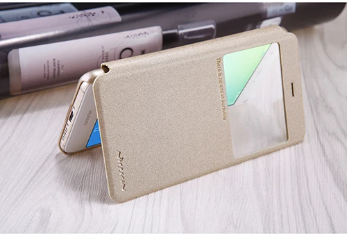 Кожаный чехол-книжка для Xiaomi 5S Plus, чехол(5,7 дюйма), оригинальная серия NILLKIN Sparkle, модная откидная задняя чехол для Xiaomi Mi5S Plus - Цвет: Gold