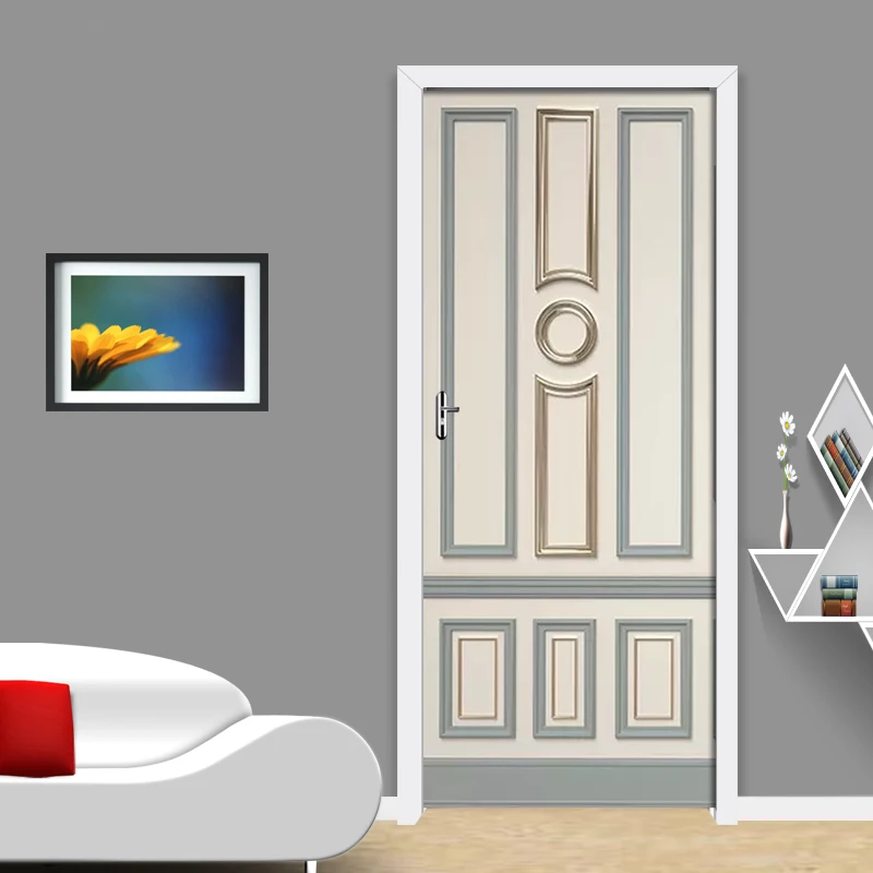Самоклеящаяся наклейка на дверь из ПВХ Европейский Золотой декор решетки обои