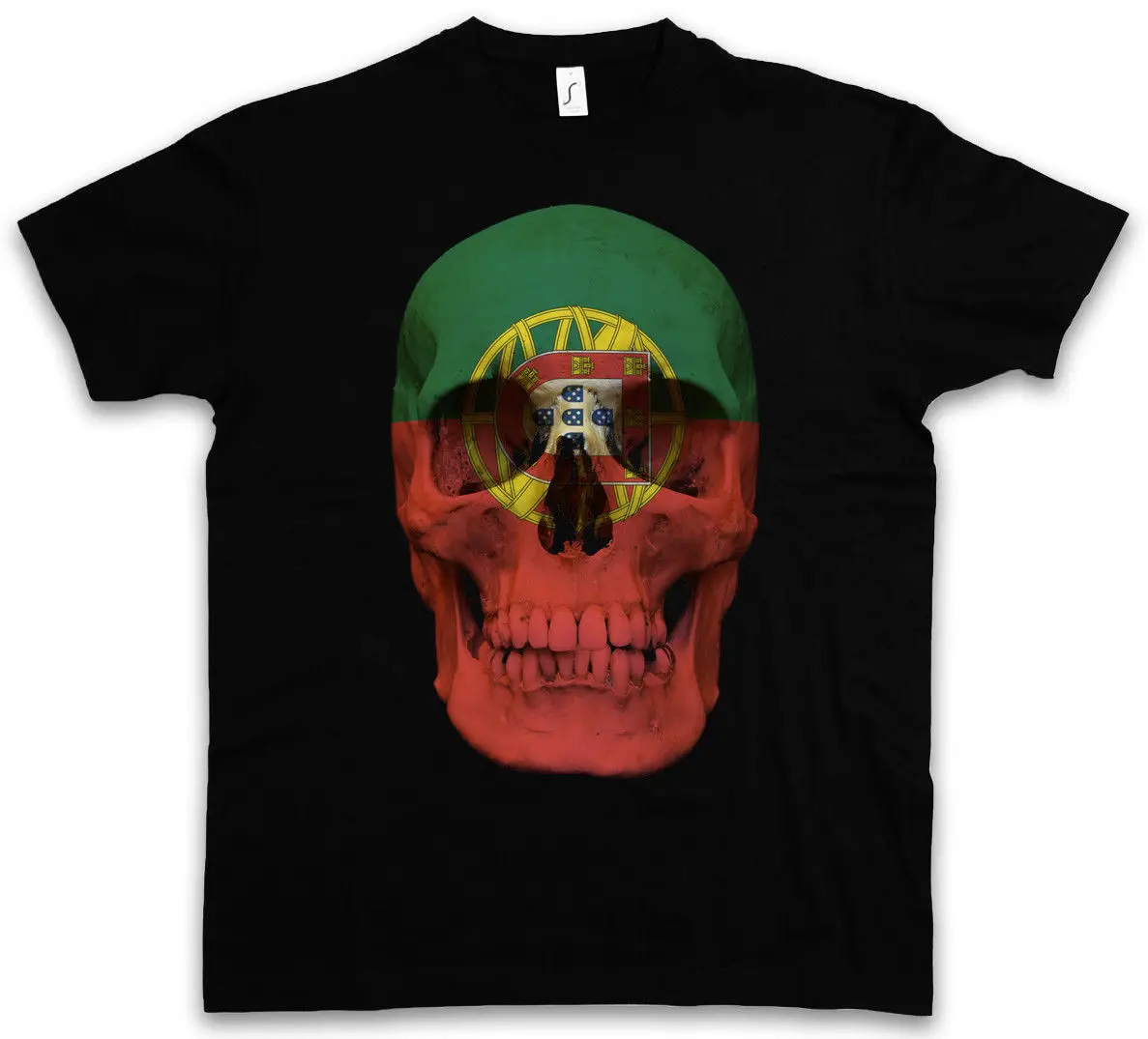 

2019 CLASSIC PORTUGAL SKULL FLAG T-SHIRT - Biker MC Banner Shirt Sizes S - 5XL