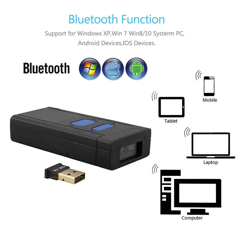 MJ-2877 Мини Портативный Bluetooth беспроводной 2D QR сканер штрих-кодов PDF417 DataMatrix qr-код
