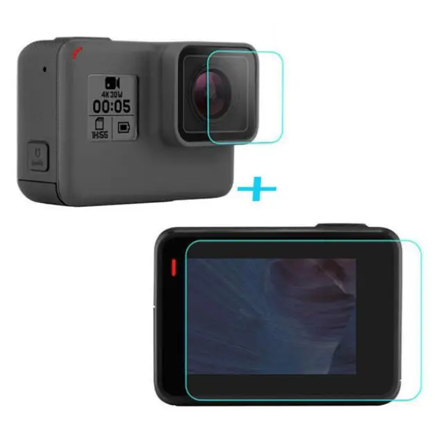For Screen and Lens Закаленное Стекло защитный чехол для GoPro Go pro Hero Hero5 Hero6 Hero7 Hero 5/6/7 черный Камера Защитная пленка для телефона, защитная пленка - Цвет: For Screen and Lens