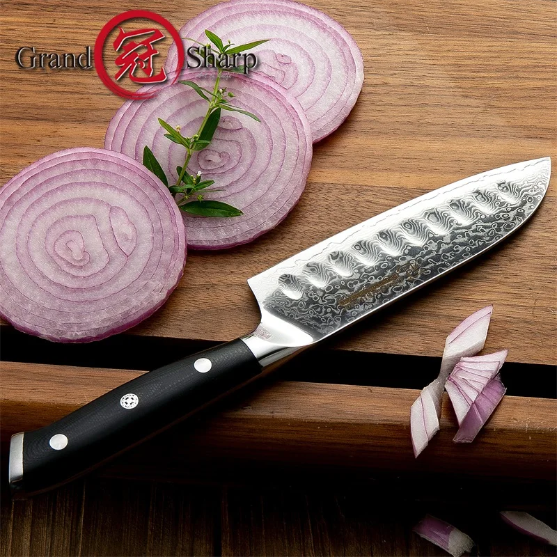 Японский кухонный нож Santoku vg10 5-Дюймовый Нож из дамасской стали 67 слоев