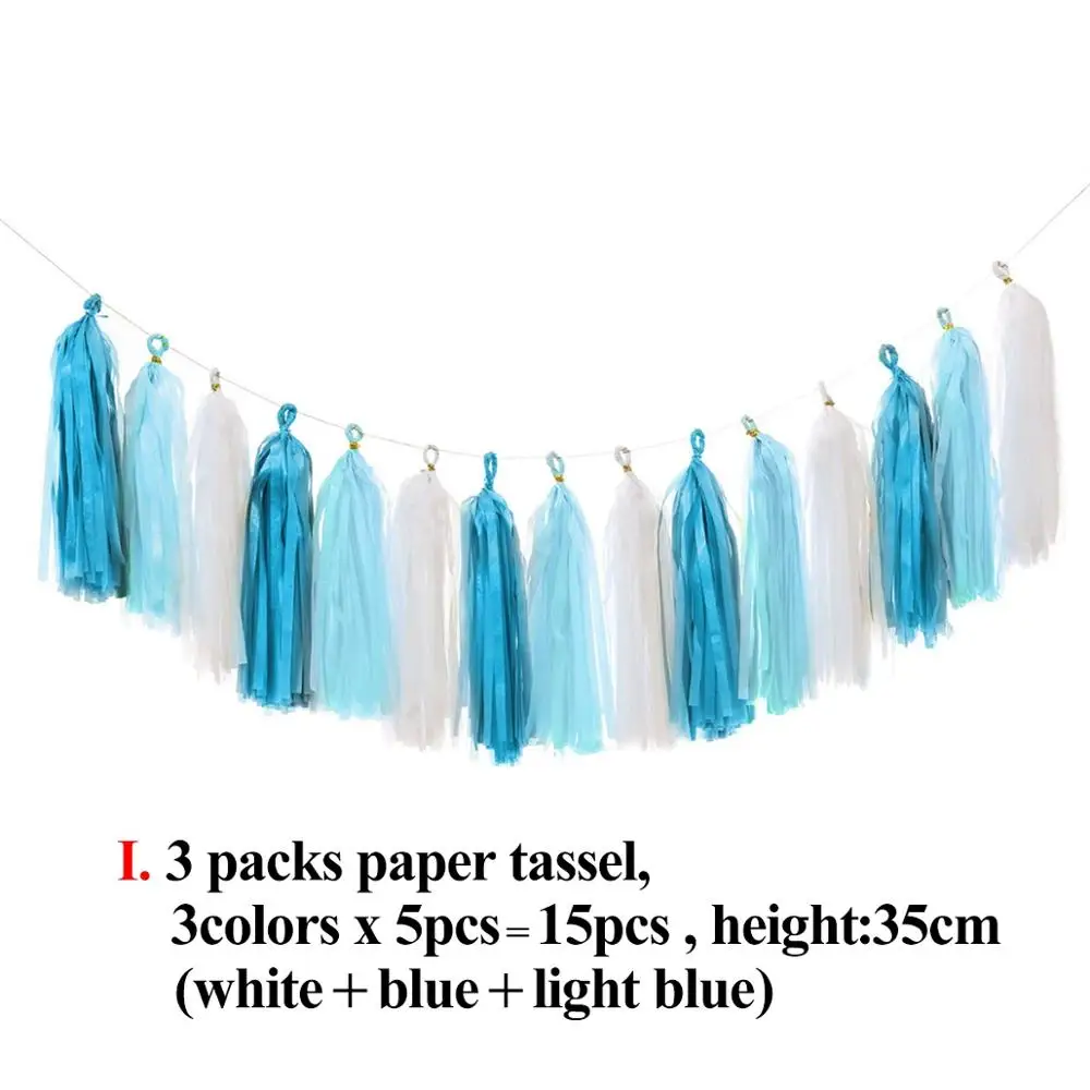 Blue Tassel QIFU BabyShower мальчик первый день рождения воздушный шар розовый девочка гелий воздушный шар из фольги цифры 1 год 1 день рождения украшения для детской вечеринки - Цвет: Blue Tassel