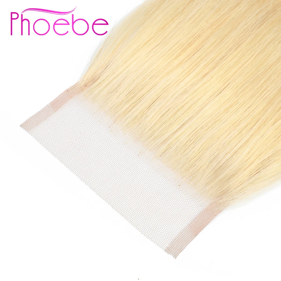 Phoebe волосы блонд#613 бразильские прямые человеческие волосы Закрытие 4*4 бесплатно/средний/три части не Remy швейцарские кружева 613 волосы для наращивания