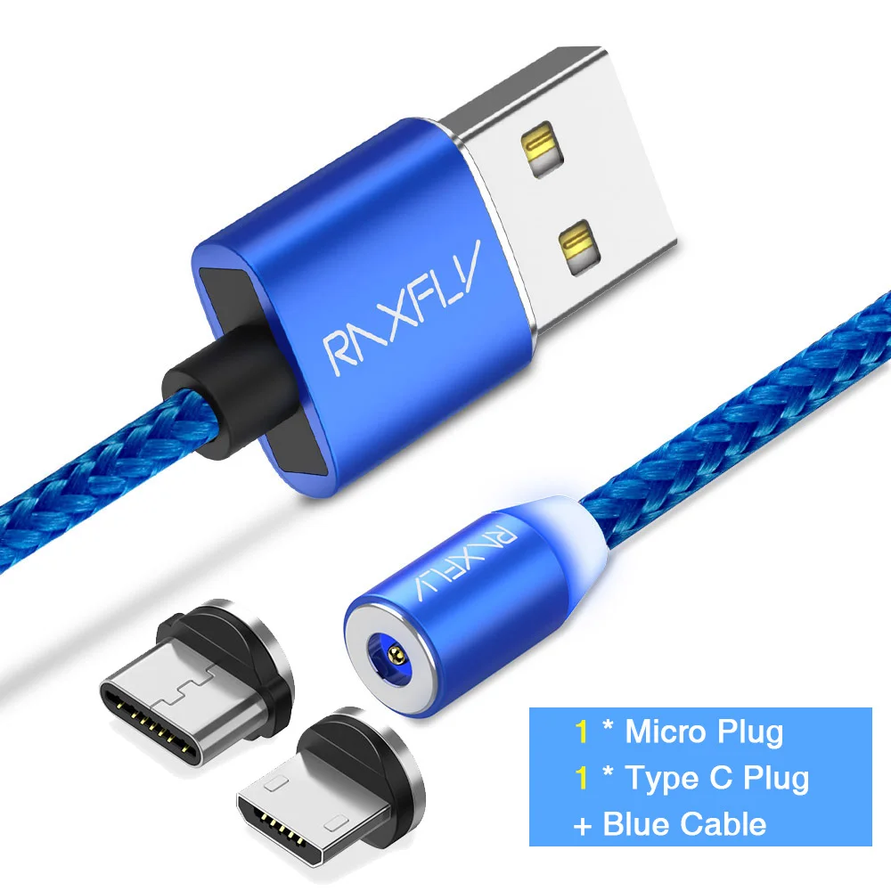 Two Plug One Cable Raxfly 2in1 Магнитный кабель Type C Micro USB магнит Зарядное устройство для iPhone X XS Max samsung S9 Xiaomi Магнитная Зарядное устройство кабель кабель usb type c - Цвет: Two Plug One Cable