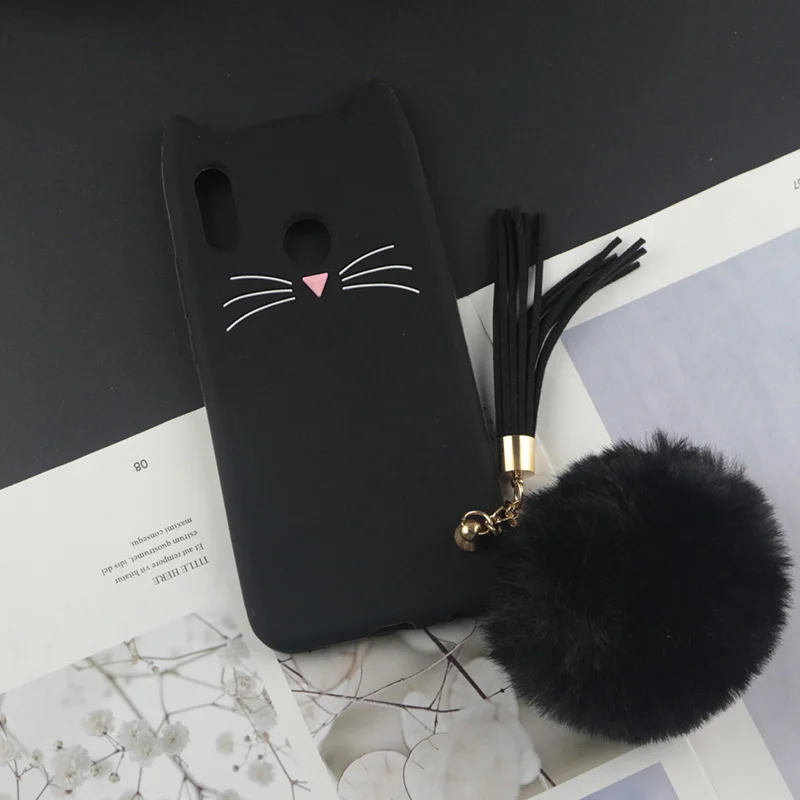 Силиконовый чехол с брелоком и кошачьими ушками для Honor | Мобильные телефоны