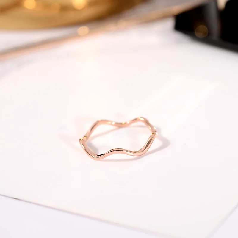 YUN RUO 2021 Новинка Простой стиль волнистое кольцо цвета розового золота модные