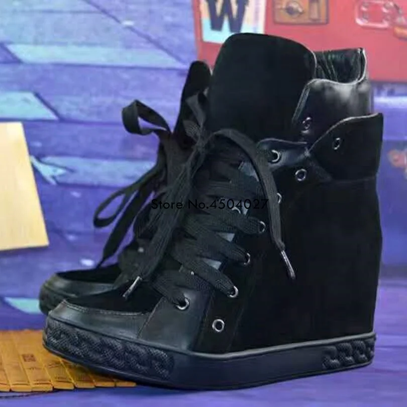 Женские ботинки новые весенние ботильоны на скрытой танкетке модные платформе с