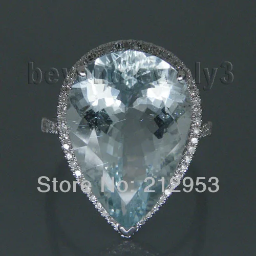 LANMI женское кольцо с топазом груша Винтаж 9x14 мм однотонное 14Kt белое золото