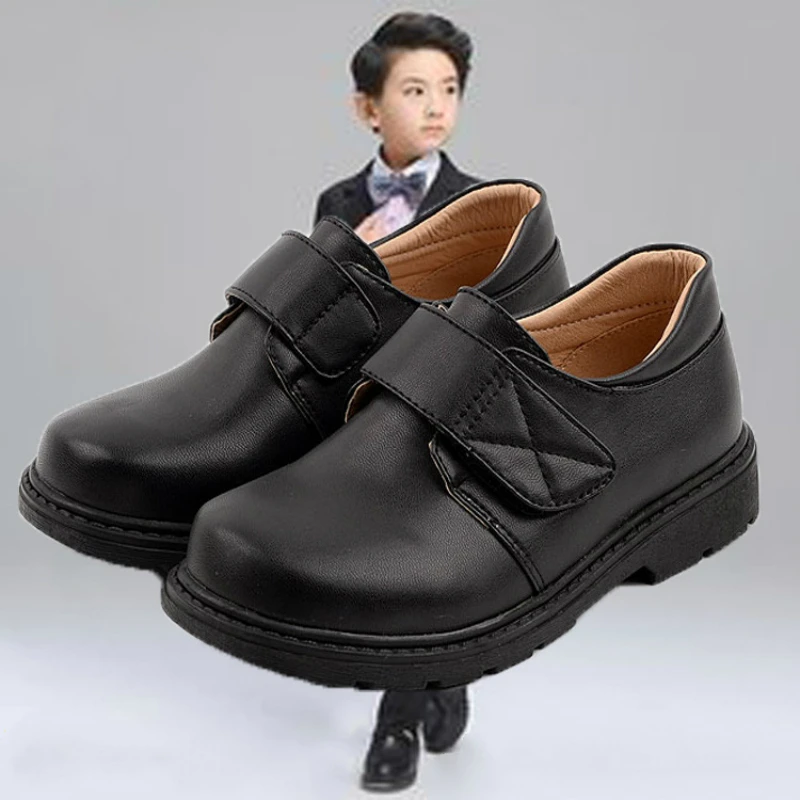 Детская обувь, новинка, детская кожаная обувь для маленьких мальчиков, красивая черная обувь на плоской подошве, танцевальная Классическая ...