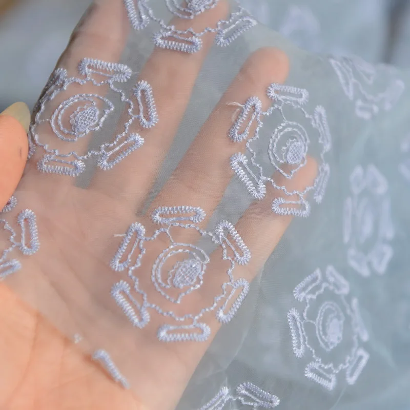 Светильник синий полный вышитые Стекло пряжа оган Cos детское платье Блуза ткань