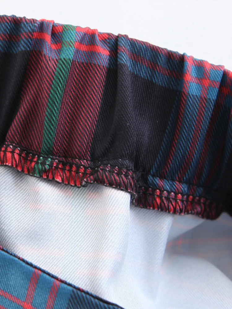 NSZ для женщин плед оборками юбка высокая талия ассиметричное миди пуговица Юбки