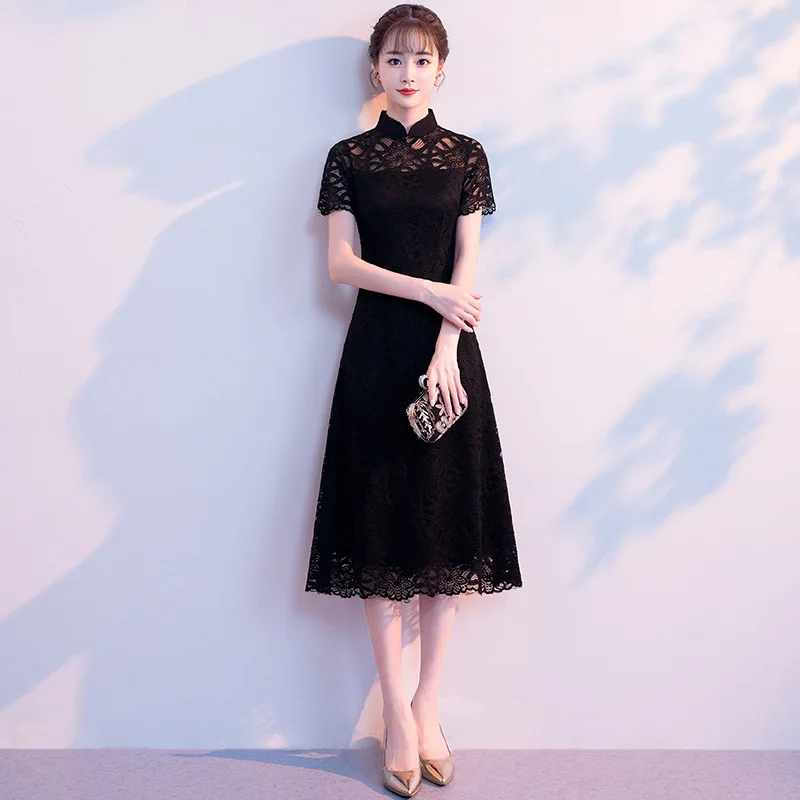 Черное традиционное китайское платье Qipao винные вечерние платья невесты большие
