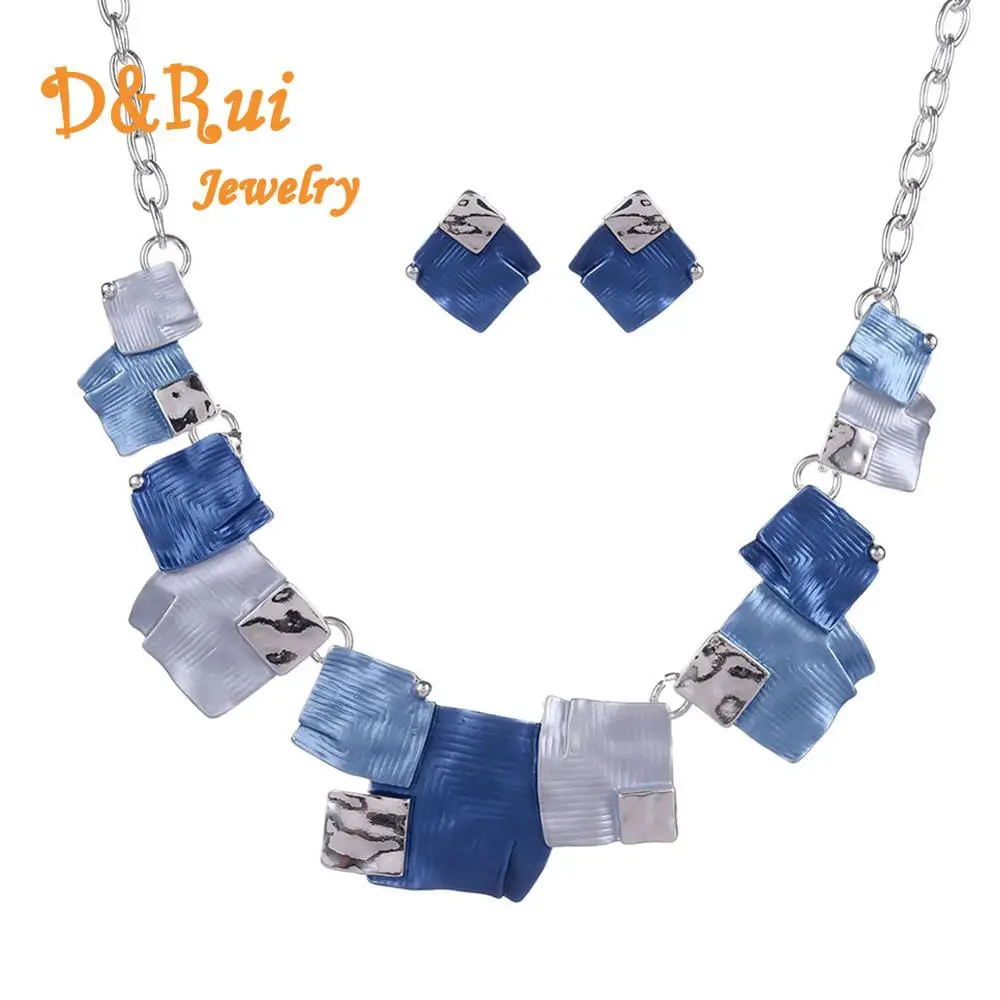 Женские вечерние комплекты украшений набор свадебных ожерелий с геометрическим