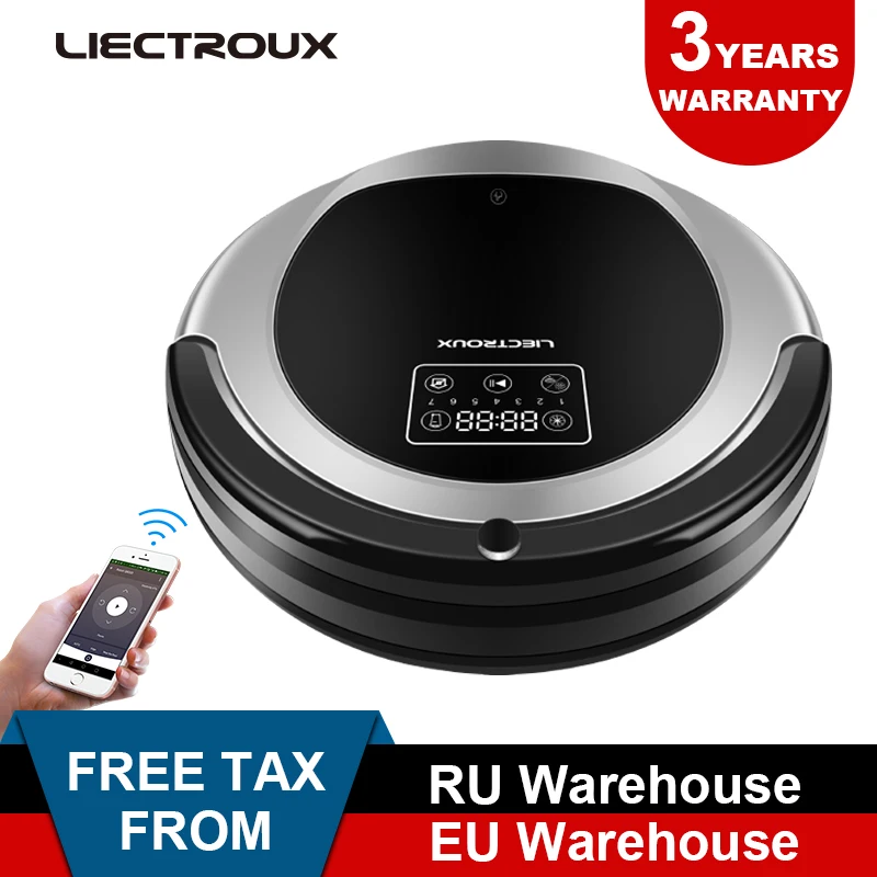 (Free All)LIECTROUX Robotic Vacuum Cleaner B6009, 2D Map & Gyroscope Navigation,home with Memory,Virtual Blocker,UV Lamp,Wet Mop