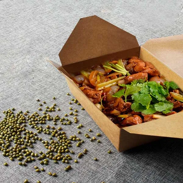 1400 МЛ Пищевой Обед Коробка из Крафт-Бумаги Пользовательские Печатные