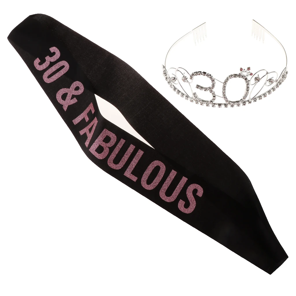 Тиара и пояс для 30 летнего дня рождения набор из великолепных блестящих атласных