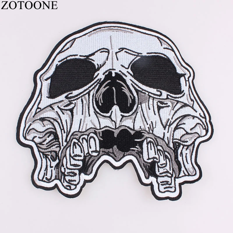 0098 ZOTOONE нашивка в стиле панк-рок, Байкерская нашивка с большой вышивкой, Байкерская нашивка, Байкерская нашивка с утюгом для одежды, джинсовый жилет, куртка, нашивка на спине C - Цвет: 0098