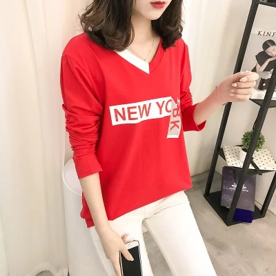 

CHUNLI Large size L XL 2XL 3XL 4XL 2019 Women's Spring-Summer Loose Long Sleeve T-Shirt A822
