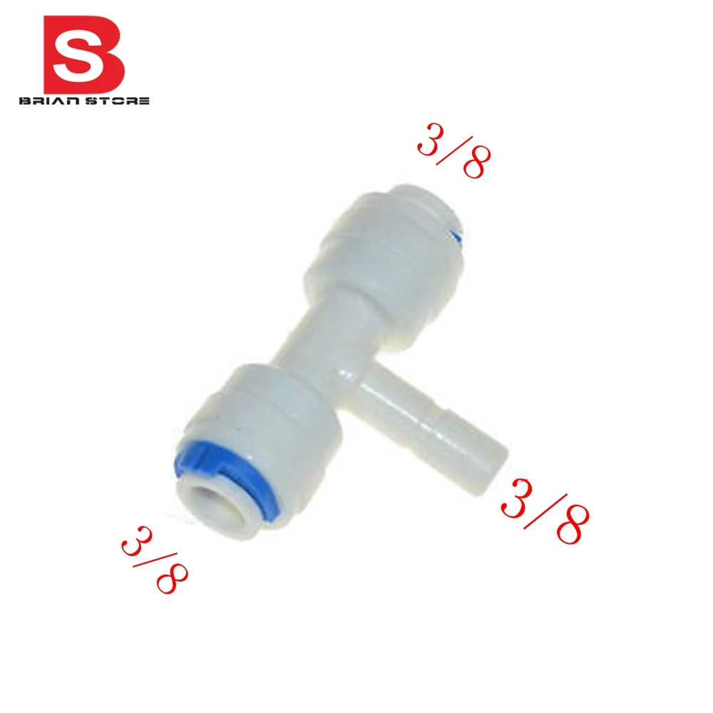 

3/8" OD Tube Quick Connection 3/8" Pipe Type T Connector RO Water Reverse Osmosis Aquarium System Connector Fitting ST005