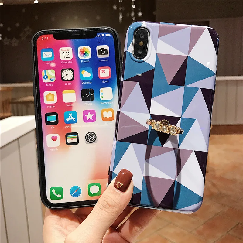 DISCASE простой геометрический Алмазный чехол для телефона iphone XS MAX XR X 6 6s 8 7 plus кольцо