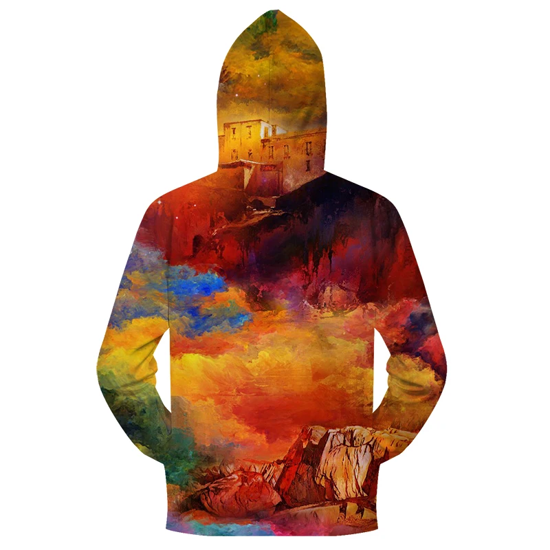 Худи мужское на молнии с 3D рисунком повседневный спортивный костюм свитшот