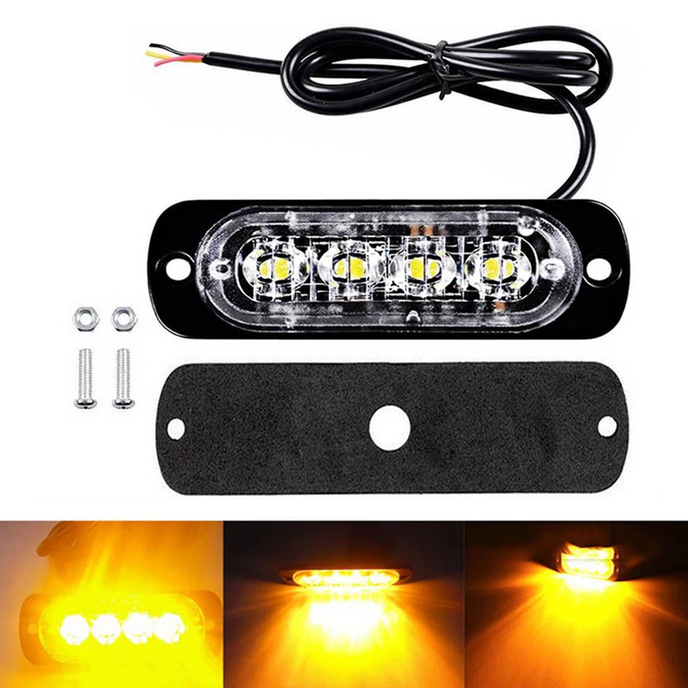 4pcs 12/24V LED Car Truck Emergency Warning 4LED Strobe Flash Light Hazard Flashing Lamp Driving Daylight Bar Police Firefighter |