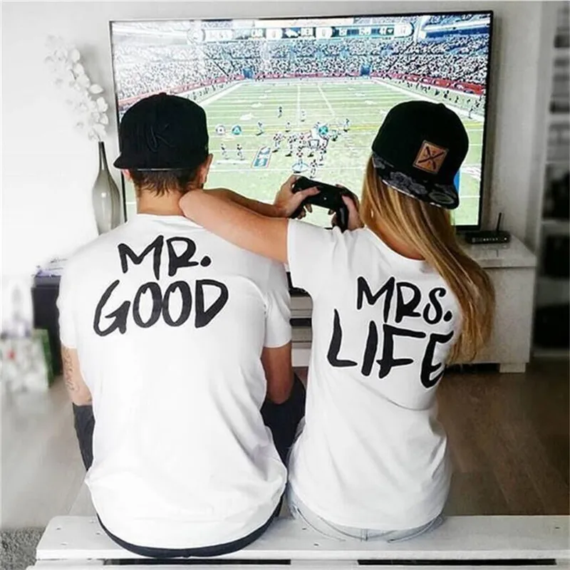 Спортивная футболка для скейтбординга для влюбленных, футболка с надписью «Mr Mrs», Спортивная футболка с коротким рукавом, летние топы для пары
