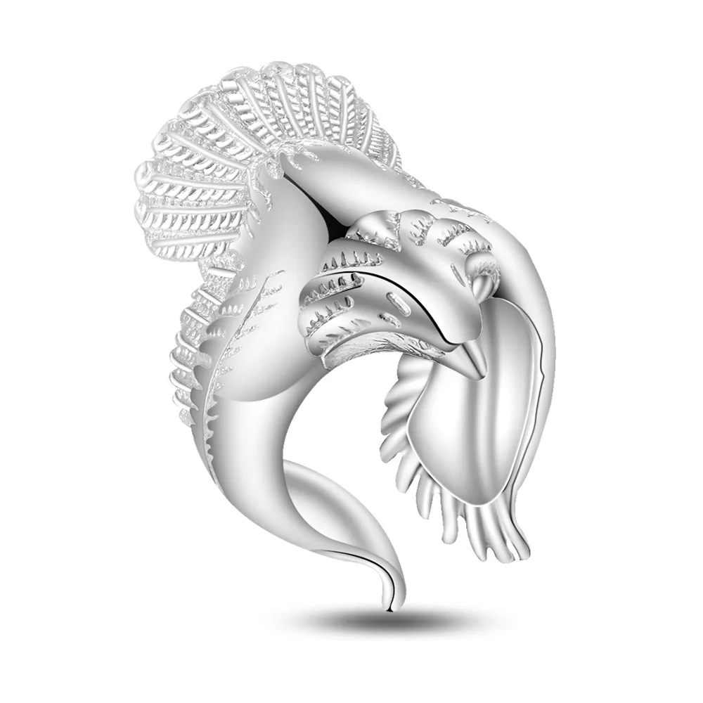 Silver Золотой орел властная личность кольцо 925 anillos серебро для мужчин или женщин Свадьба золотой мир голубь кольцо панк рок - Gem Color: Silver