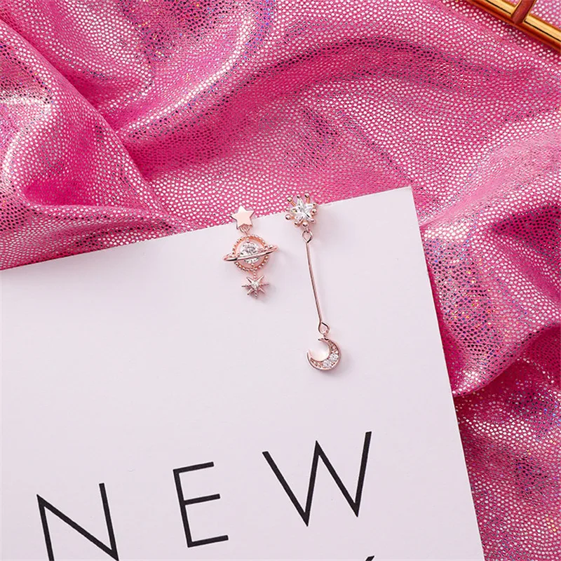Новые популярные модные блестящие стразы асимметричные серьги-капли со звездой