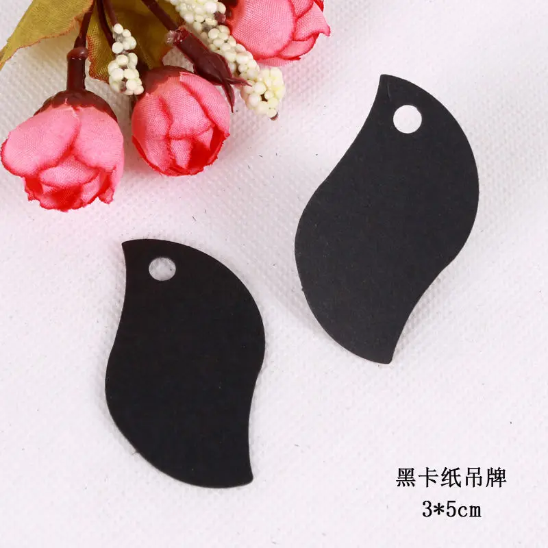 100pcs Leaf Shape Kraft Paper Hang Tags Wedding Party Favor Label Price Gift Card Black White Brown Color Jewelry Display | Украшения и